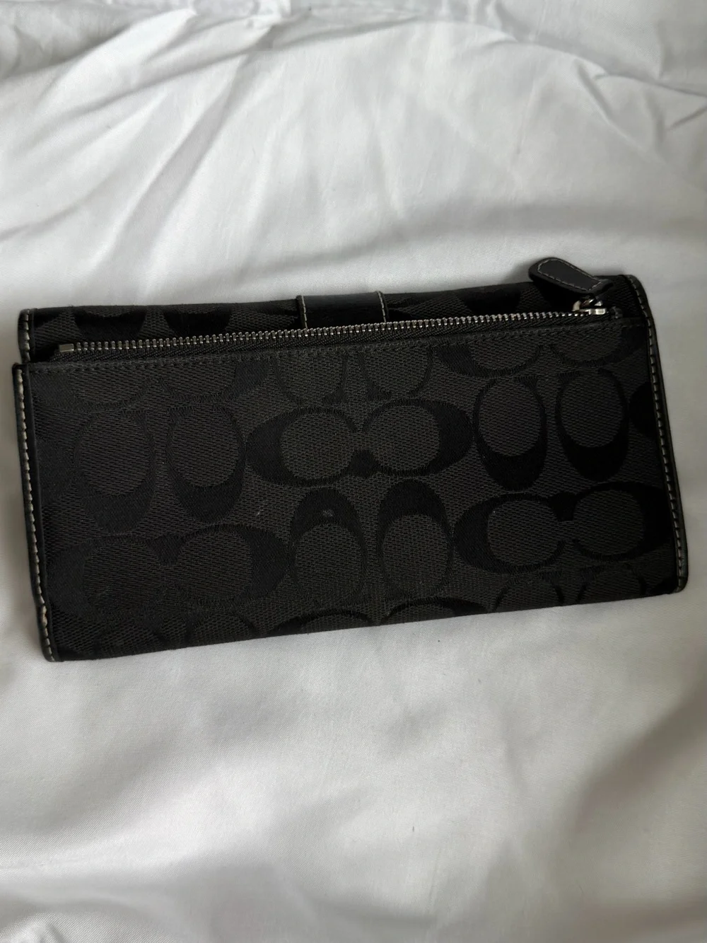 Coach Black Signature Canvas Continental Clutch Wallet